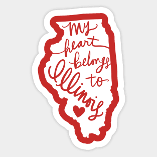 My Heart Belongs To Illinois State Pride Calligraphy Sticker